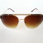 New Women's Aviator Sunglasses With Rhinestones & Gray and Gold Metal Frames