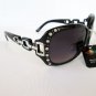 Good Low Cost Women's Sunglasses with Black Lens and Frames, with Rhinestones
