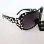 Good Low Cost Women's Sunglasses with Black Lens and Frames, with Rhinestones