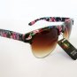 High Fashion Women's Sunglasses With Floral Prints and Brown Gradient Lens