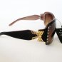 New Style Women's Oval or Round Sunglasses With Brown Lens and Rhinestones