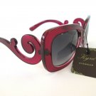 New Semi-square Lens Women Sunglasses With Smoke Lens & Baroque Swirl Frames.