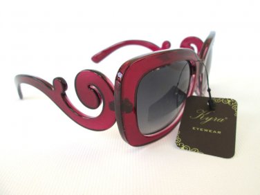 New Semi-square Lens Women Sunglasses With Smoke Lens & Baroque Swirl Frames.