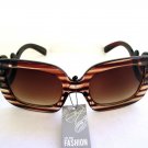 Brand New High Fashion Women's Brown Sunglasses Shades With Baroque Swirl Frames