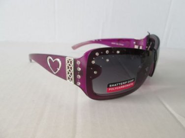 Brand New Purple Pink, Oval Shield Women's Sunglasses & Shield with Rhinestones