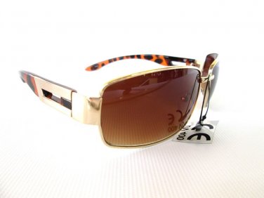 New Good High Fashion Oval Semi-squre Shield Tortoise Sunglasses with Brown Lens