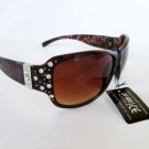 Good Designer Style Women's Sunglasses With Rhinestones in Black & Brown Lens
