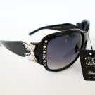 New Style Women's Oval or Round Sunglasses With Smoke Black Lens and Rhinestones