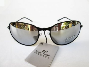 Multi-color Oval Men's Sunglasses With Mirror Lens and Black Metal Frames