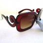 Popular Style High Fashion Women's Brown Sunglasses with Baroque Swirl Frames
