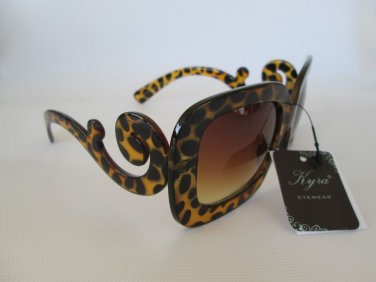 Leopard Print Ladies Sunglasses Shades With Baroque Swirl Arms For Fashion Women