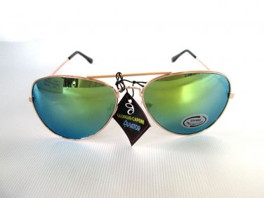 Popular Style New Men's Aviator Sunglasses, Shades with Mirror Lens, Gold Frames