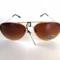 Men's Aviator Sunglasses Shades with Brown Lens, Gold Frames - Popular Brand New