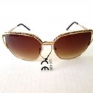 Good New Oval Shape Brown Lens Women Sunglasses & Shades With Gold Metal Frames