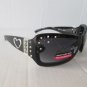 Popular Style New Women Shield or Oval Shaped Black Sunglasses with Rhinestones