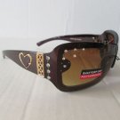 New Arrival Women Shield or Oval Shaped Brown Sunglasses with Rhinestones #3954R