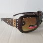 New Arrival Women Shield or Oval Shaped Brown Sunglasses with Rhinestones #3954R