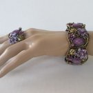 Brand New High Fashion Purple Bracelet, Bangle Rhinestones With Matching Ring