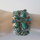 Brand New Style High Fashion Green Bangle Bracelet With Blue Rhinestones