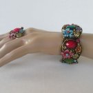 Brand New Style High Fashion Red Purple Bangle Bracelet With Rhinestones & Ring