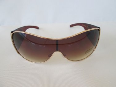 Brand New Popular Style Oval Shield Women's Sunglasses with Black or Brown Lens