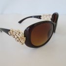 Very Attractive High Fashion Women Sunglasses with Rhinestones & Brown Lens