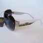 Women's Shield Sunglasses With Big Black Lens and White Frames
