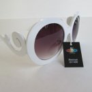 New High Fashion Women Sunglasses with Baroque White Frames & Smoke Black Lens