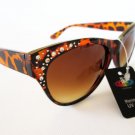 New Fashion Design Women Brown Cat Eye Retro Classic Sunglasses With Rhinestones