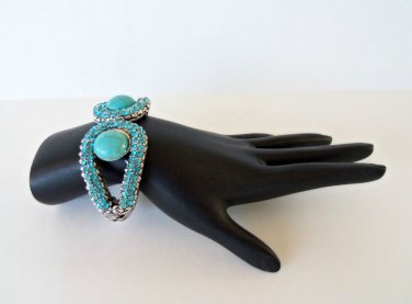 Brand New High Fashion Women's Bracelet Bangle Turquoise Stone with Rhinestones