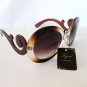 Designer Style Women's Sunglasses With Brown Twirl Frames and Smoke Black Lens