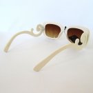 High Fashion Women's Sunglasses With Brown Lens & Baroque Swirl Ivory Frames.