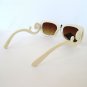 High Fashion Women's Sunglasses With Brown Lens & Baroque Swirl Ivory Frames.