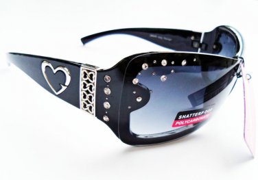 Womens Oval Black Brown Sunglasses With Rhinestones