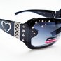Womens Oval Black Brown Sunglasses With Rhinestones