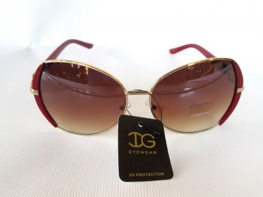 Popular Style Burgundy - Red, Round - Oval Women Sunglasses With Brown Lens, NEW