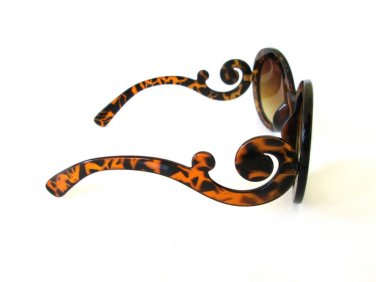 Designer Inspired Brand New Round Oval Brown Sunglasses With Swirl Frames - NEW