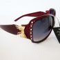 High Fashion Brand New Round Oval Black Sunglasses With Burgundy Frames - NEW