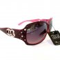 Brand New Women's Oval Sunglasses With Light Burgundy Lens and Rhinestones