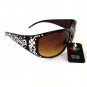 Brand New Women's Sunglasses With White or Silver Prints, Brown Lens and Frames