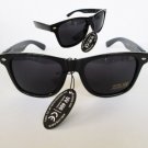 Black Retro 80s Wayfarer Sunglasses with Solid Black Plastic Flexible Frames