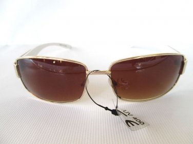 Oval Shaped Women's Sunglasses & Shades with Brown Lens and White Frames - NEW