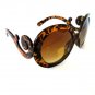 Brand New Attractive Women's Round Baroque Swirl Arms Sunglasses With Brown Lens
