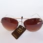 Popular Style Women Aviator Oval Sunglasses With Brown Lens & Gold Metal Frame