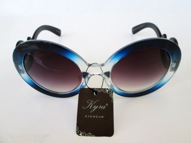 Round Big Lens Women's Sunglasses With Smoke Lens & Baroque Swirl Arms Eyewear