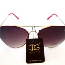 Brand New Women's Aviator Oval Sunglasses & Shades With Red Temple & Smoke Lens