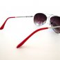 Brand New Women's Aviator Oval Sunglasses & Shades With Red Temple & Smoke Lens
