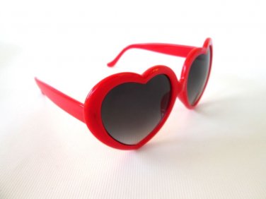 New Arrival Women's Oval or Heart Shape Sunglasses With Smoke Lens & Red Frames