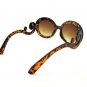 Round Shaped Women Sunglasses With Brown Lens & Baroque Swirl Arms Eyewear