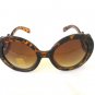 Round Shaped Women Sunglasses With Brown Lens & Baroque Swirl Arms Eyewear